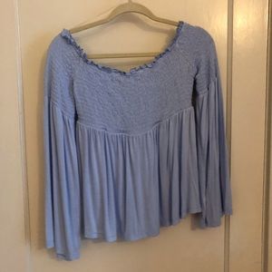 Light Blue Off Shoulder Top